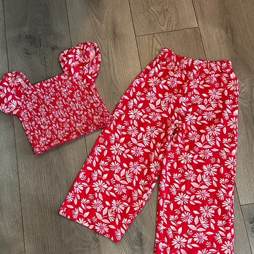 btween Red and White Floral Kids Matching Set